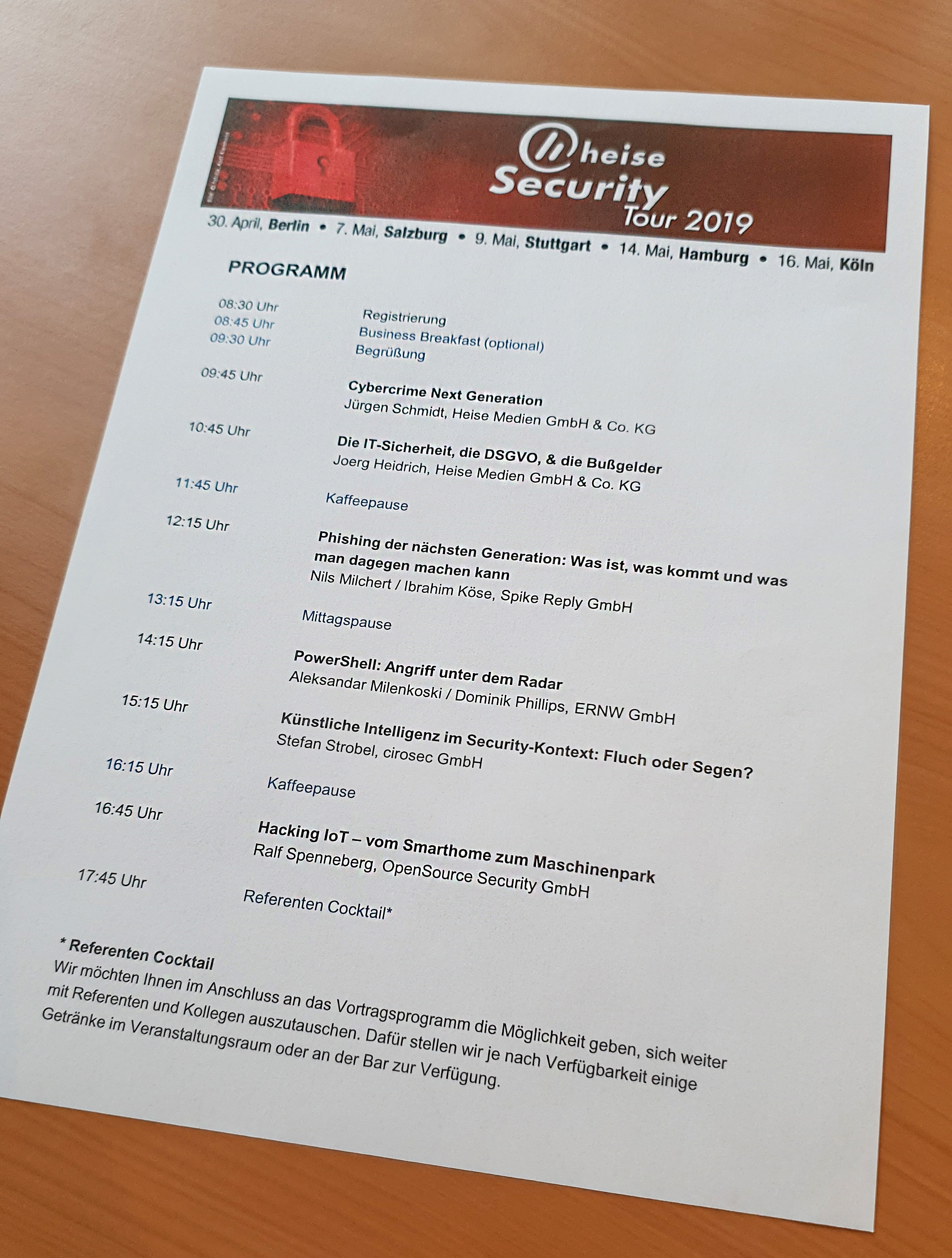 Heise Security Tour 2019 - Verantsaltungsprogramm